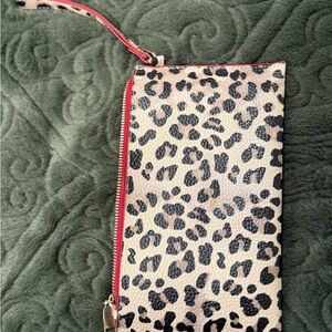 Leopard Print Clutch with Red Accents